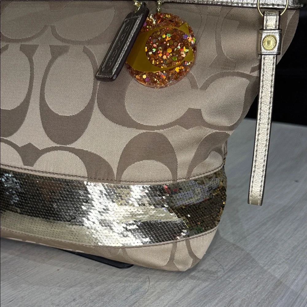 Coach Gold and Tan Signature Tote